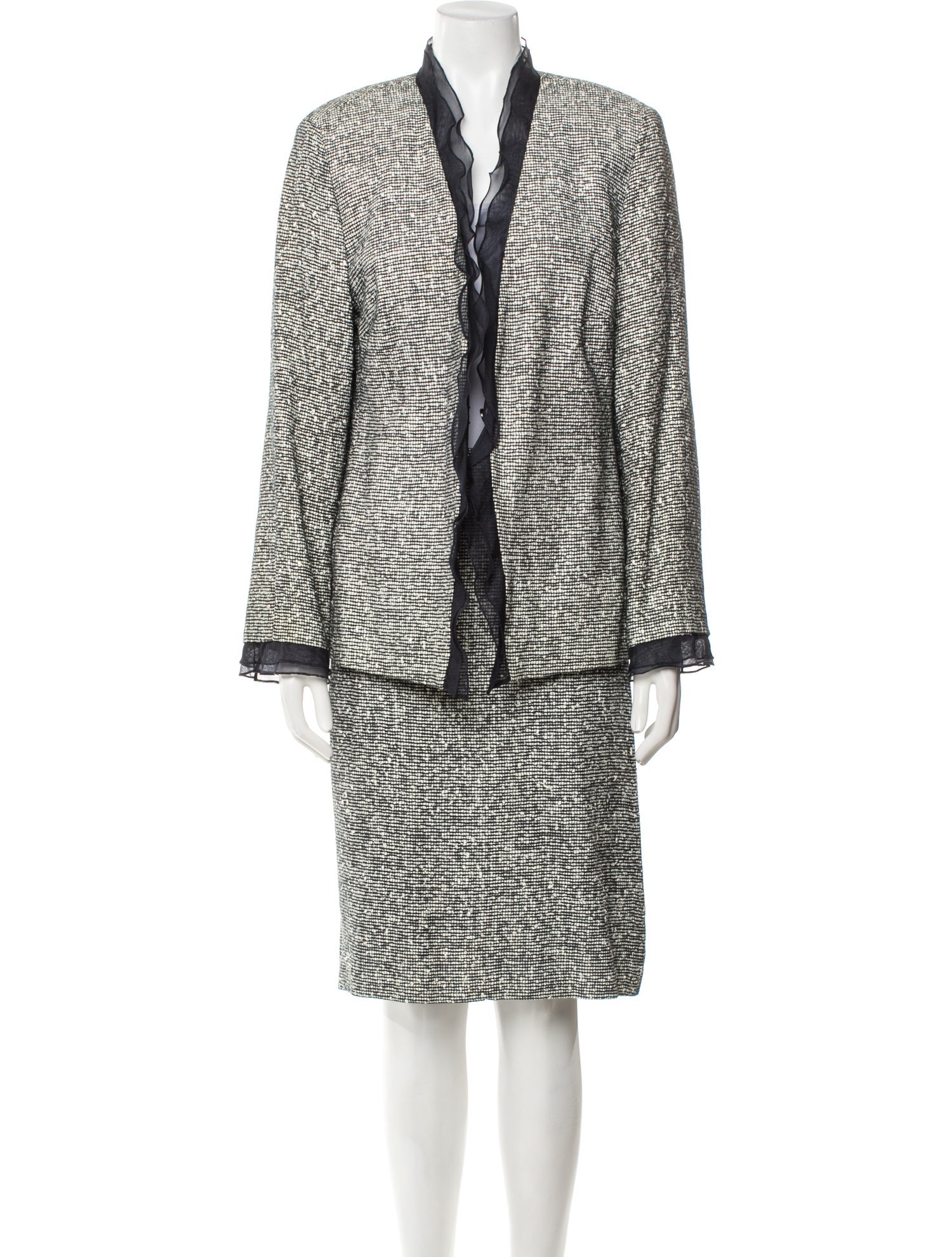 Louis Feraud Embroidered Accent Skirt Suit