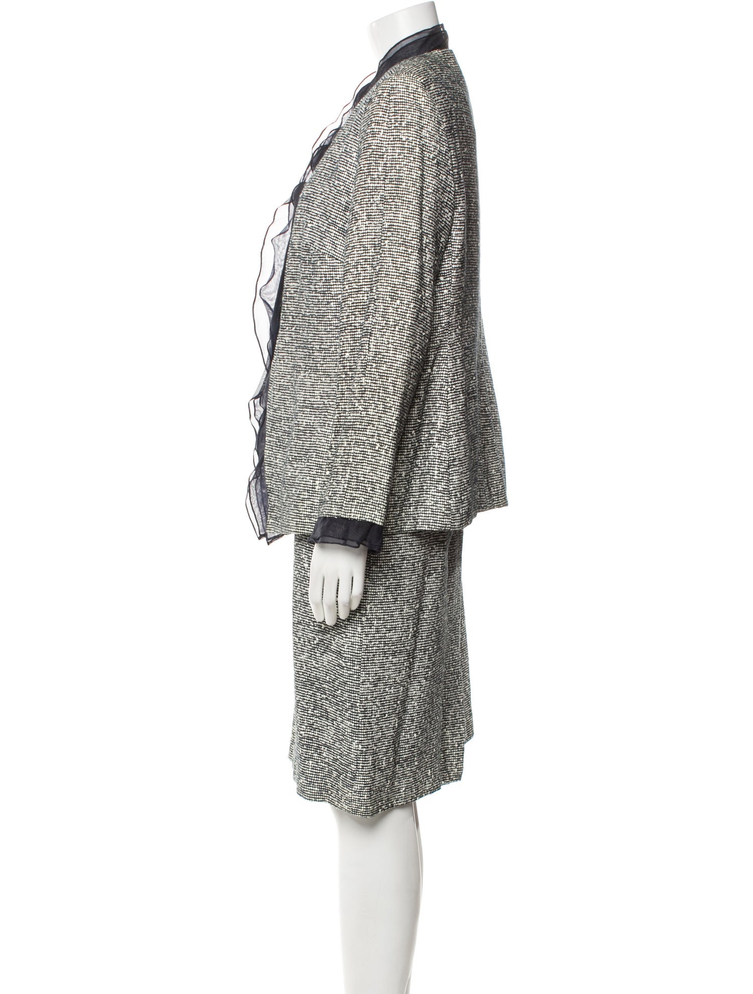 Louis Feraud Embroidered Accent Skirt Suit