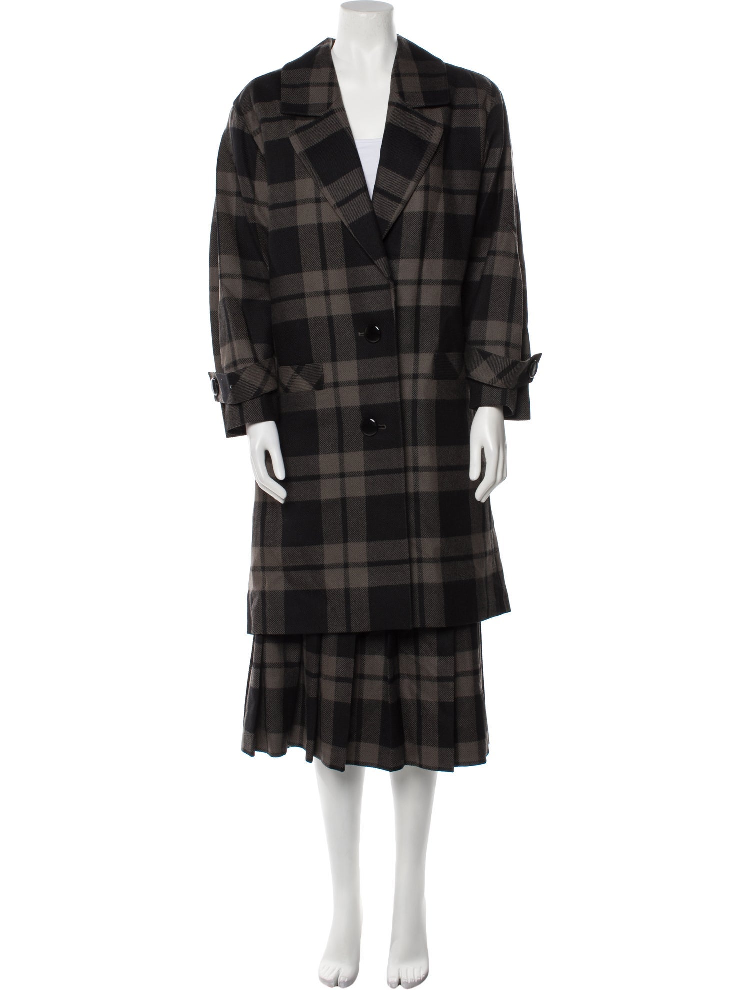 Louis Feraud Virgin Wool Plaid Print Set