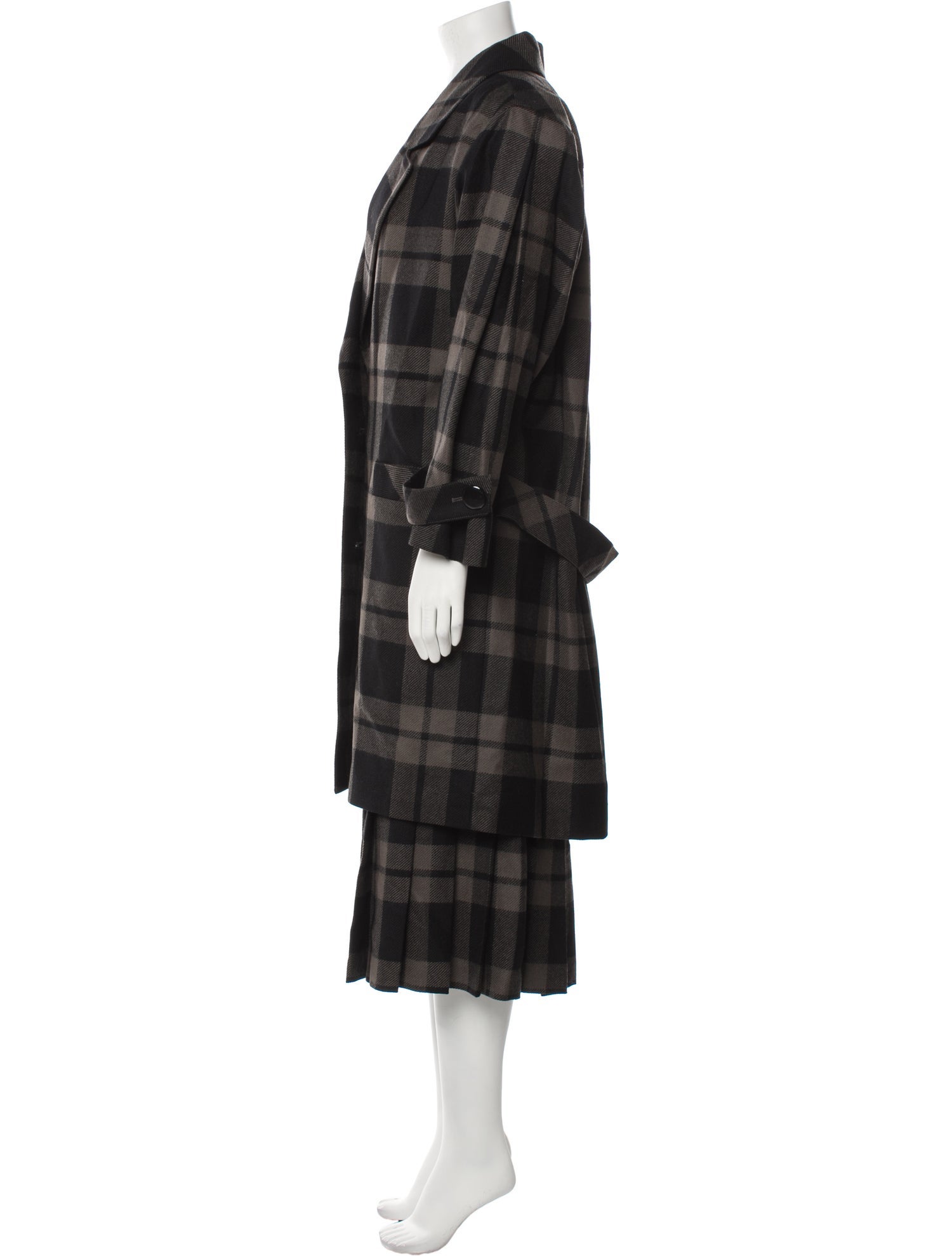 Louis Feraud Virgin Wool Plaid Print Set