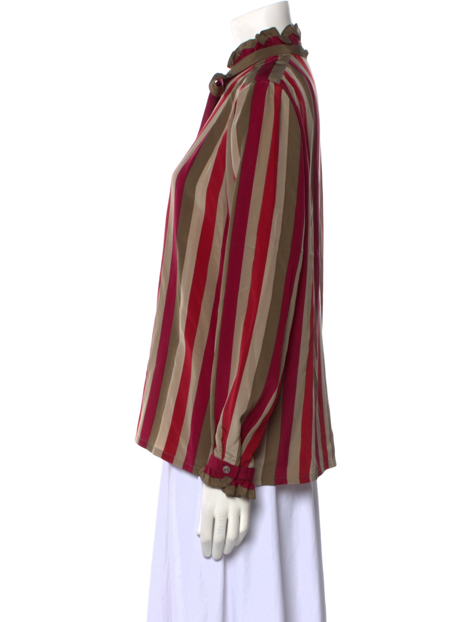 Louis Feraud Silk Striped Button-Up Top