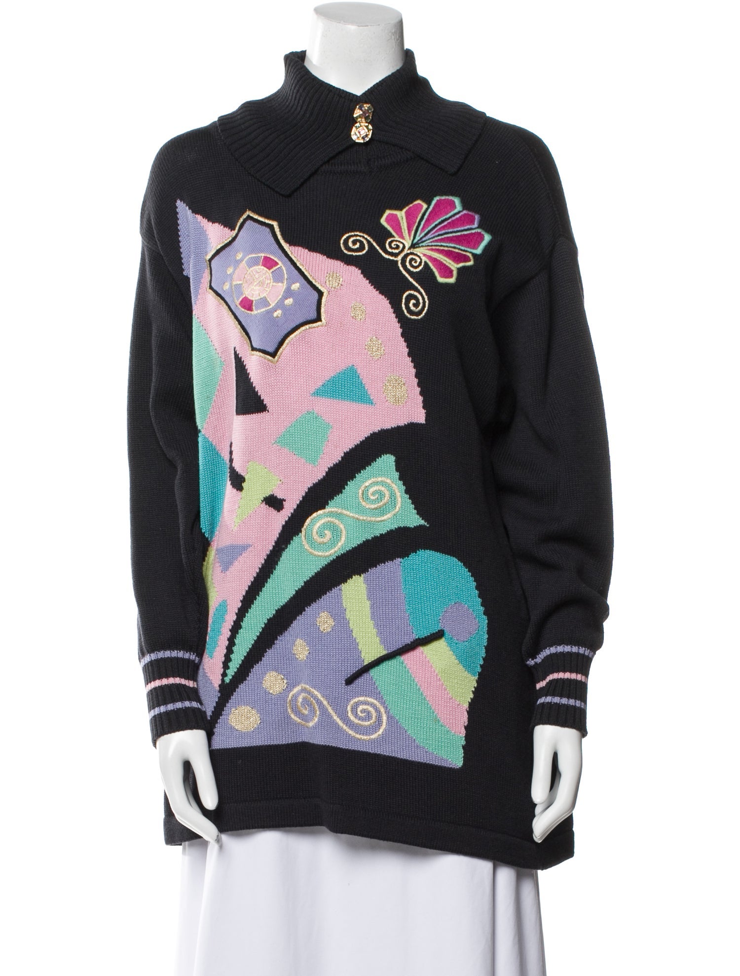 Louis Feraud Wool Graphic Print Sweater