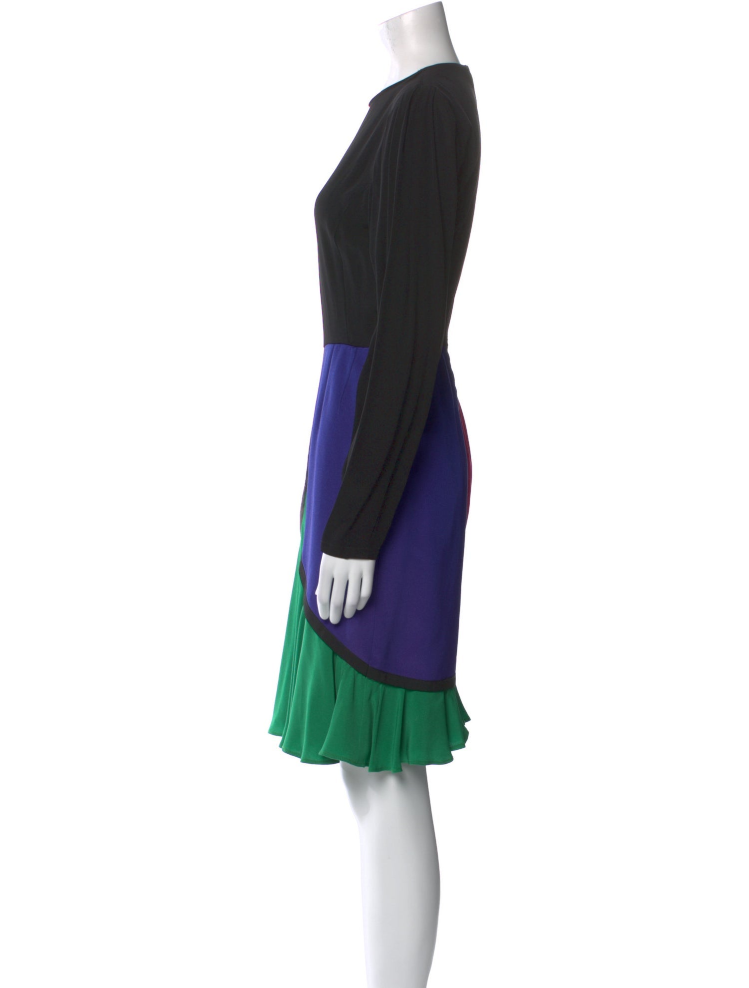 Louis Feraud Colorblock Pattern Knee-Length Dress