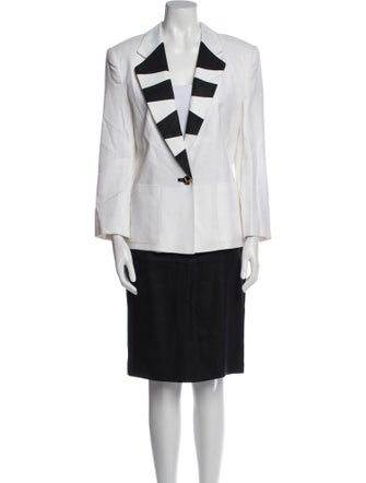 Louis Feraud Colorblock Pattern Skirt Suit