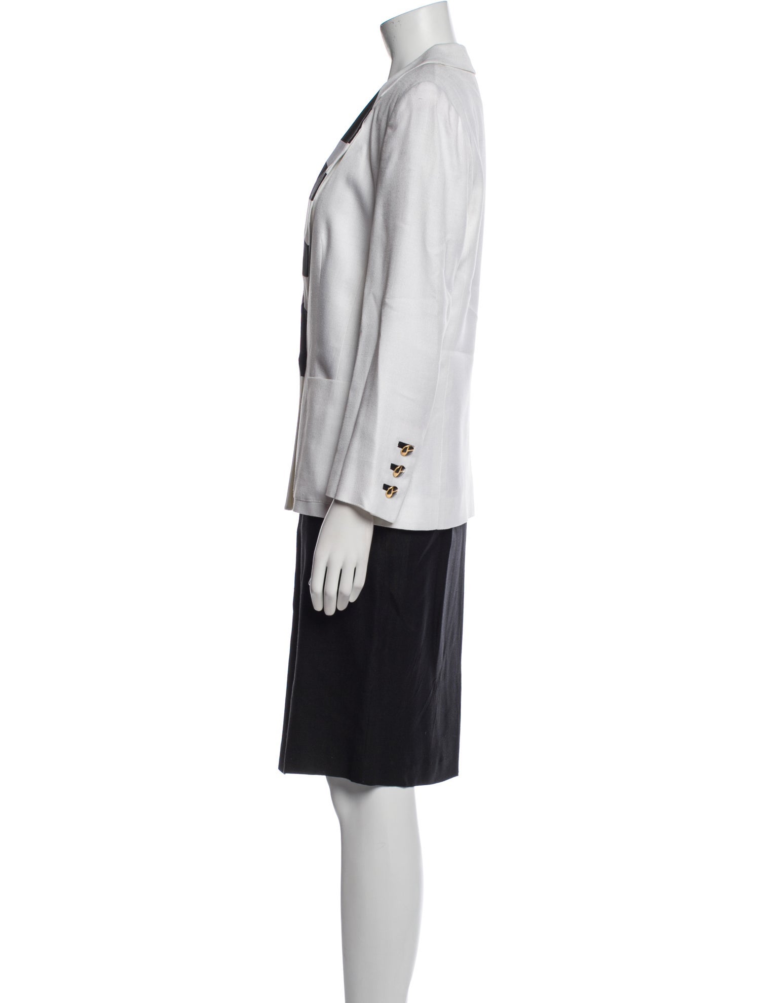 Louis Feraud Colorblock Pattern Skirt Suit