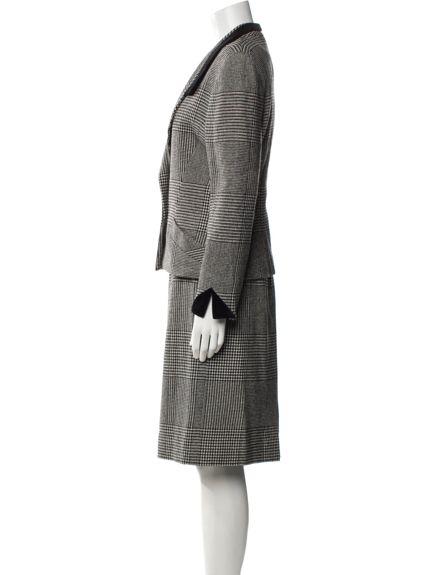 Louis Feraud Houndstooth Print Skirt Suit