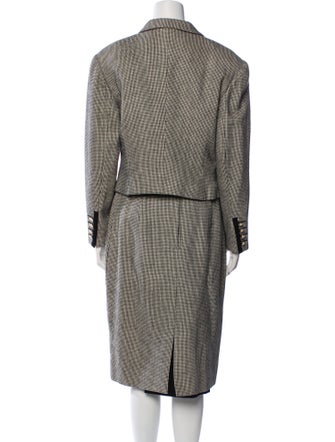 Louis Feraud Wool Plaid Print Skirt Suit