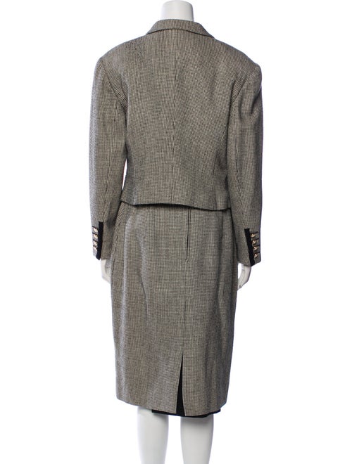 Louis Feraud Wool Plaid Print Skirt Suit