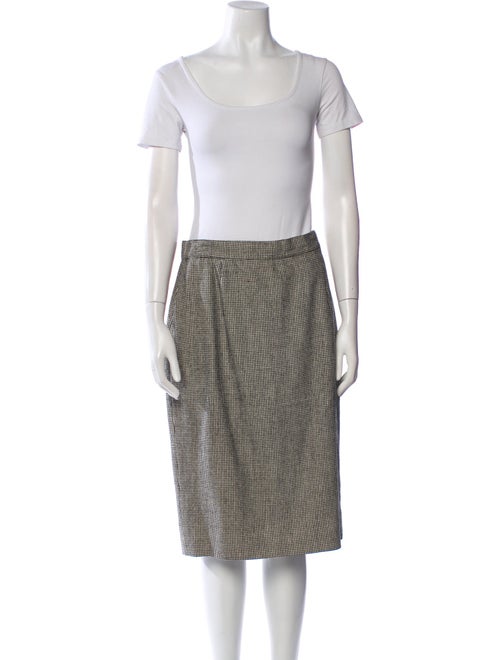 Louis Feraud Wool Plaid Print Skirt Suit