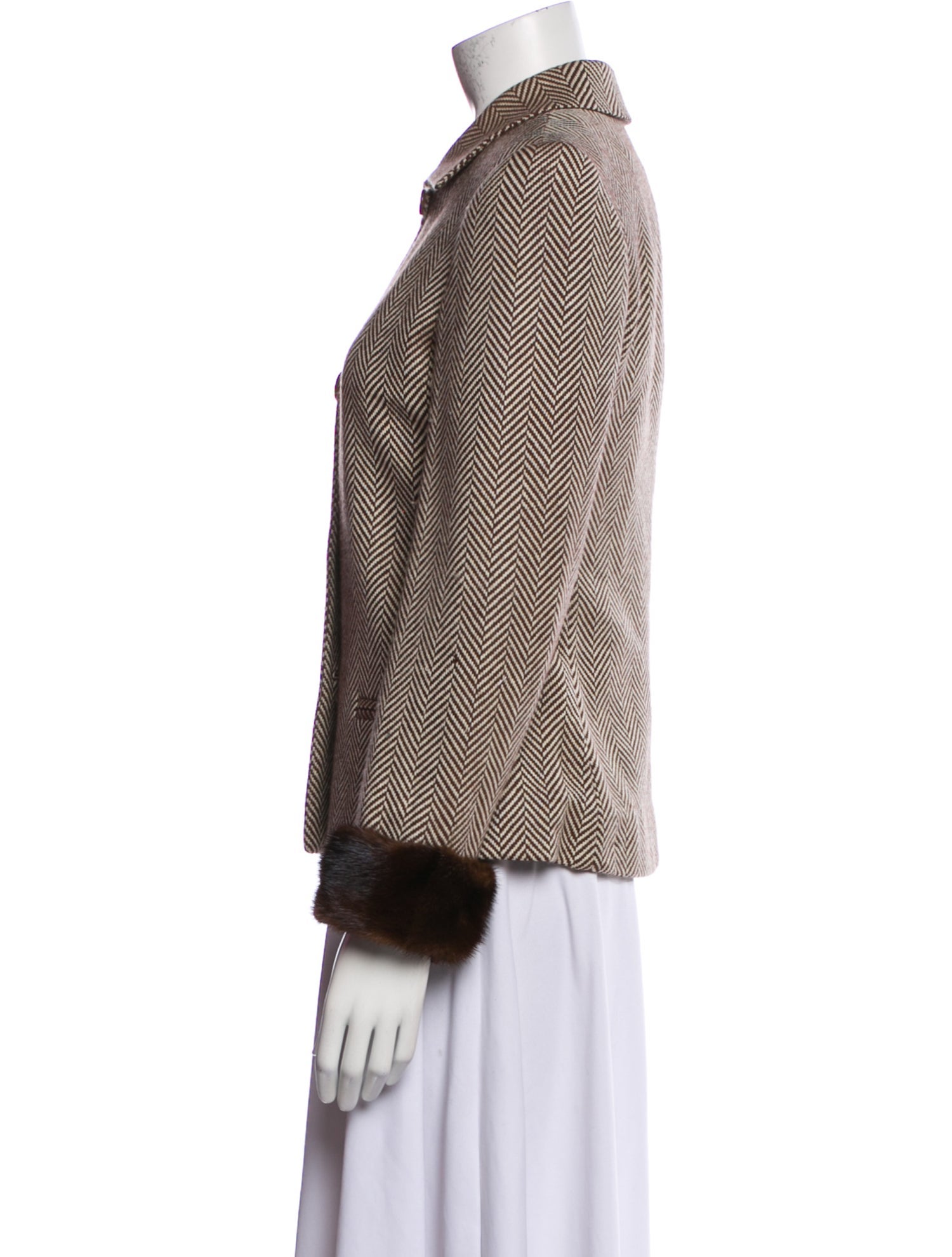 Louis Feraud Wool Printed Fur Jacket