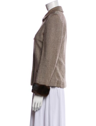 Louis Feraud Wool Printed Fur Jacket