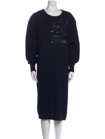 Louis Feraud Scoop Neck Midi Length Dress