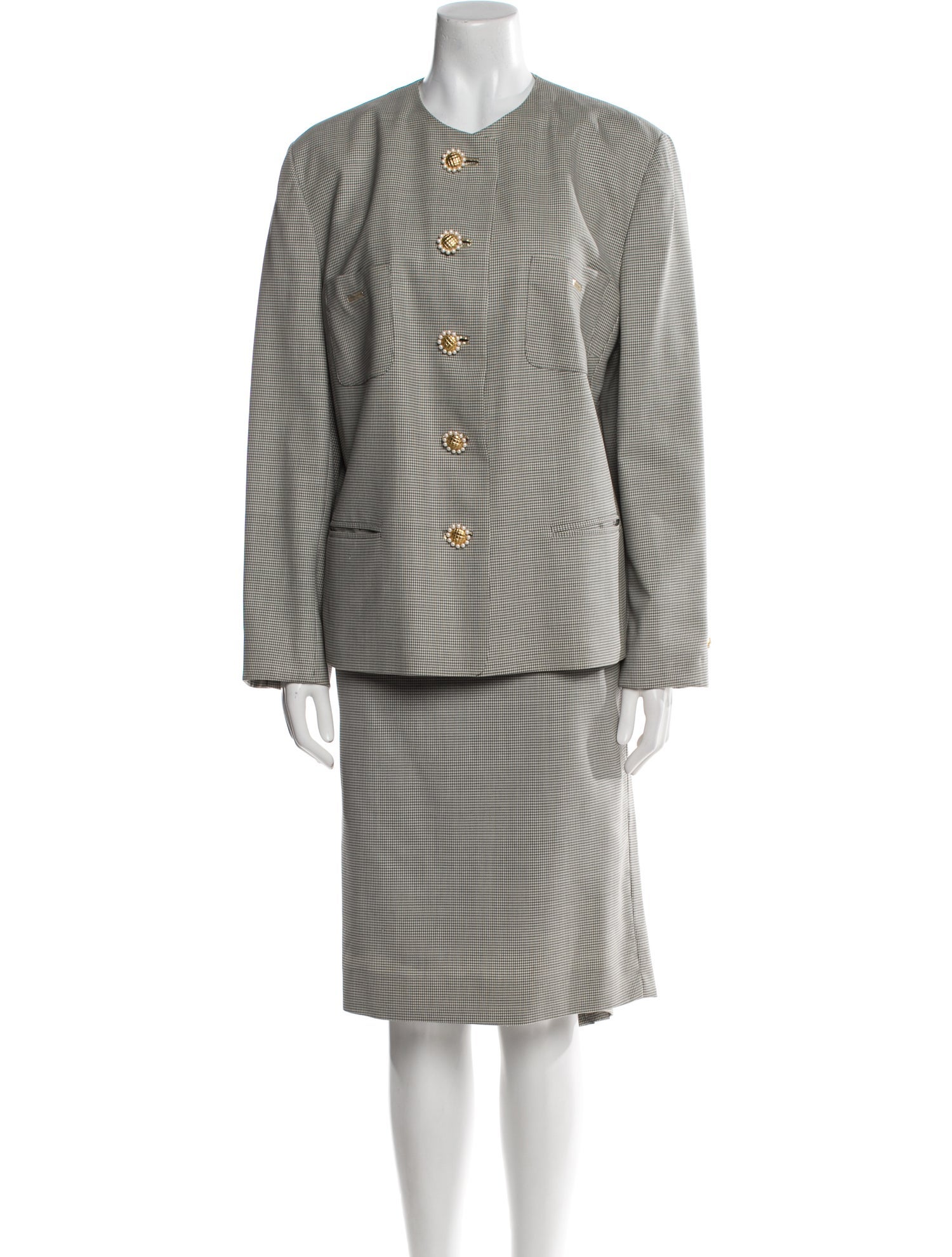 Louis Feraud Wool Striped Skirt Suit