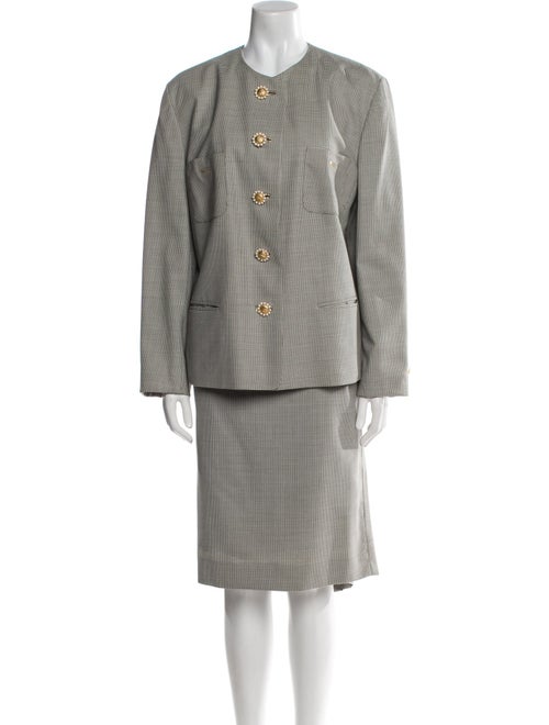 Louis Feraud Wool Striped Skirt Suit