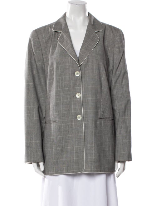 Louis Feraud Wool Plaid Print Blazer