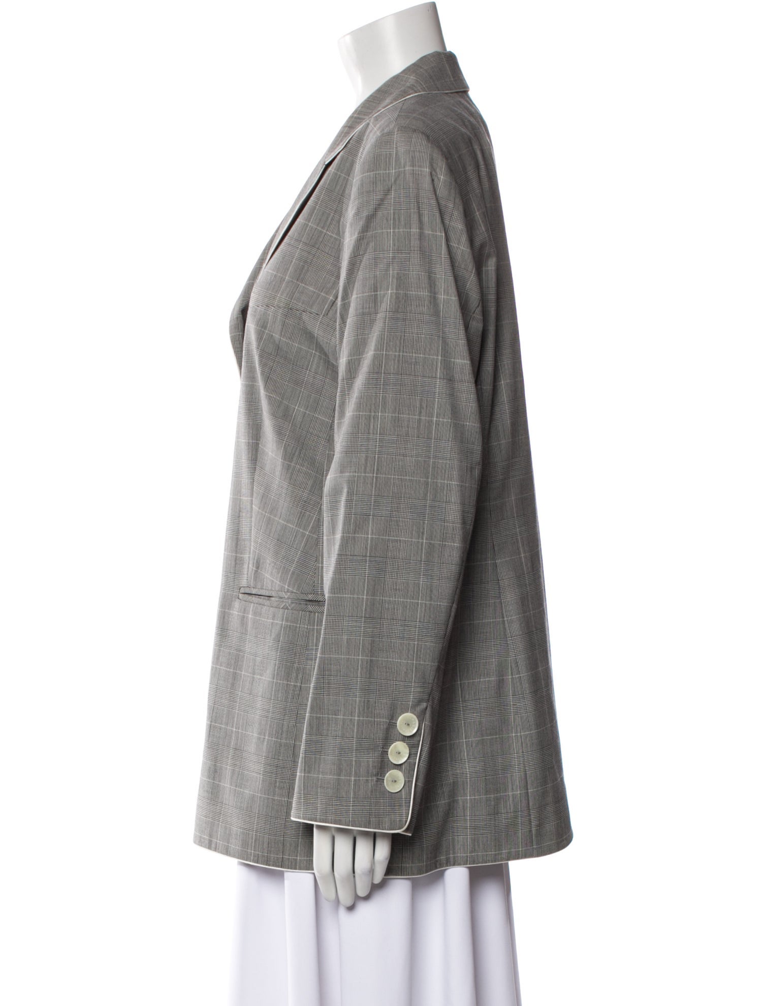 Louis Feraud Wool Plaid Print Blazer