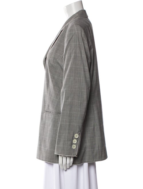 Louis Feraud Wool Plaid Print Blazer