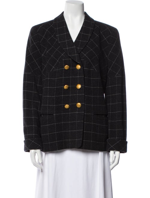 Louis Feraud Lambswool Plaid Print Blazer