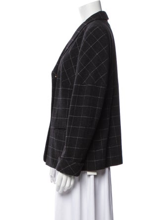 Louis Feraud Lambswool Plaid Print Blazer