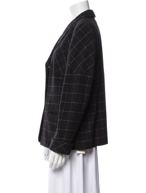 Louis Feraud Lambswool Plaid Print Blazer
