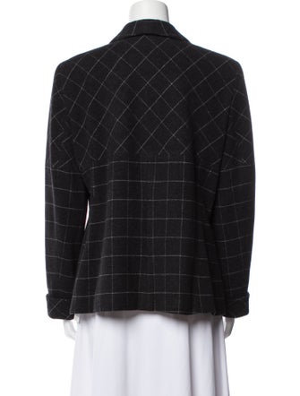 Louis Feraud Lambswool Plaid Print Blazer