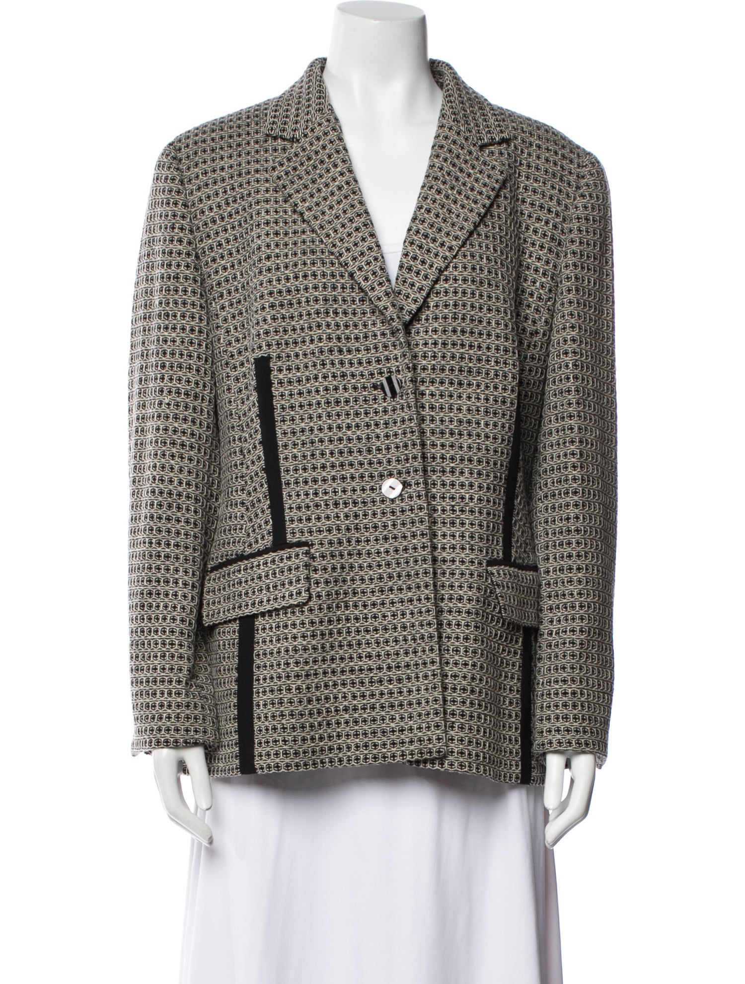 Louis Feraud Virgin Wool Tweed Pattern Blazer