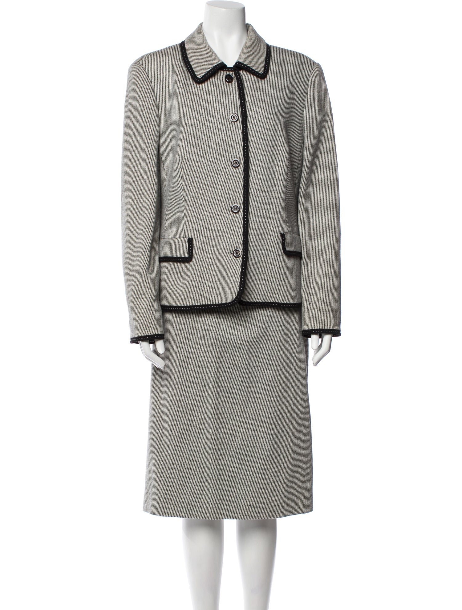 Louis Feraud Virgin Wool Printed Skirt Suit