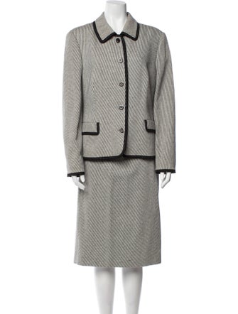 Louis Feraud Virgin Wool Printed Skirt Suit