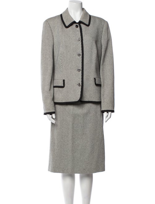 Louis Feraud Virgin Wool Printed Skirt Suit