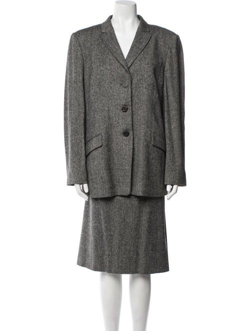 Louis Feraud Virgin Wool Printed Skirt Suit