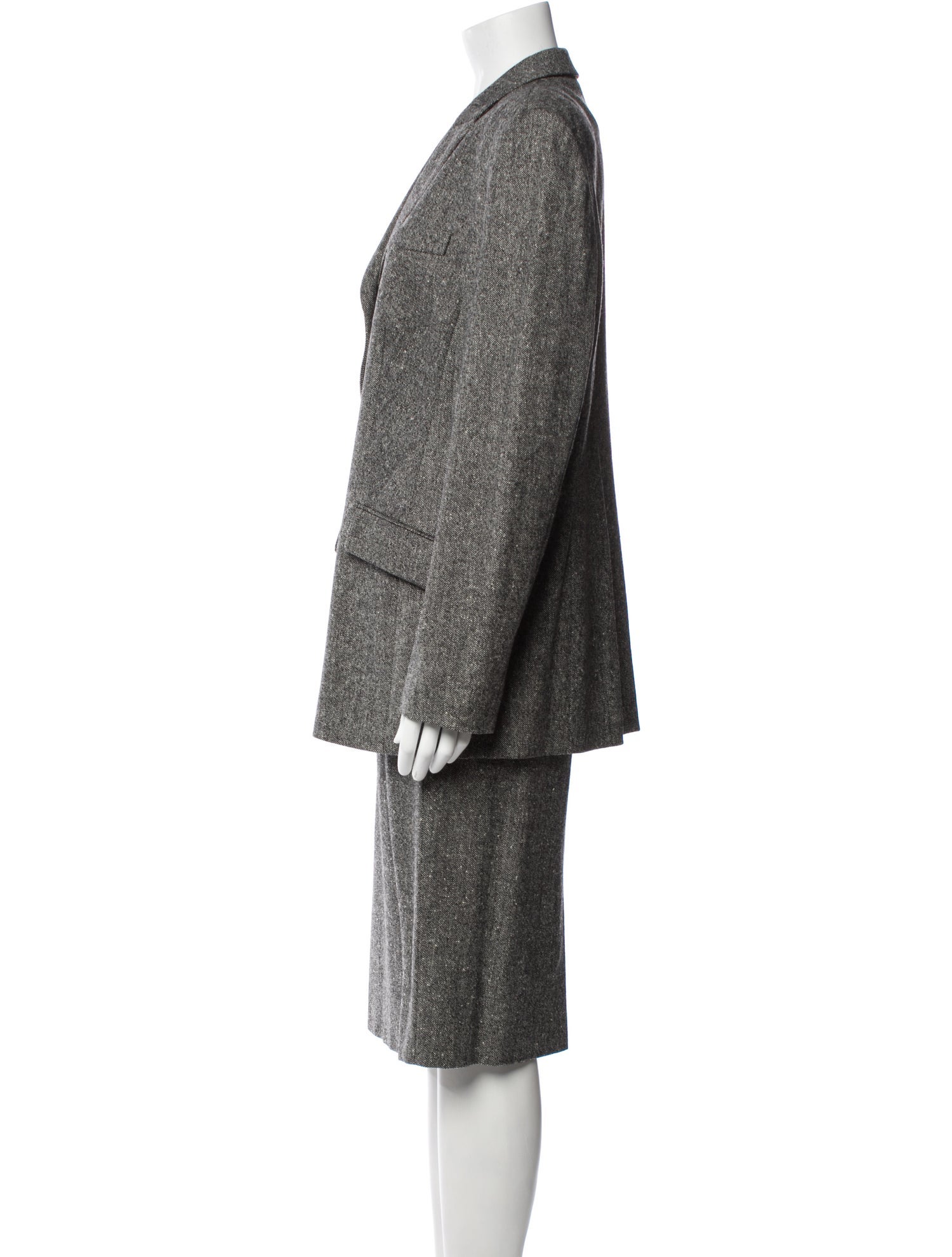 Louis Feraud Virgin Wool Printed Skirt Suit