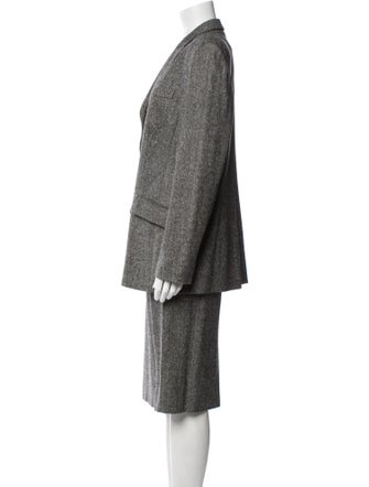Louis Feraud Virgin Wool Printed Skirt Suit
