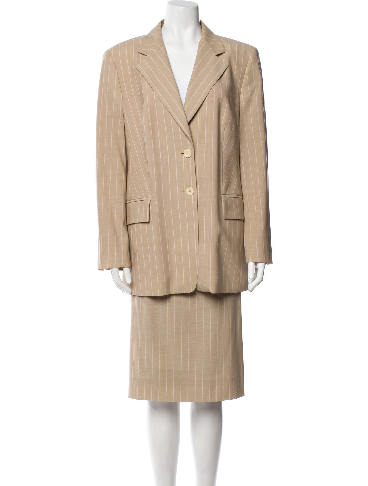 Louis Feraud Virgin Wool Printed Skirt Suit