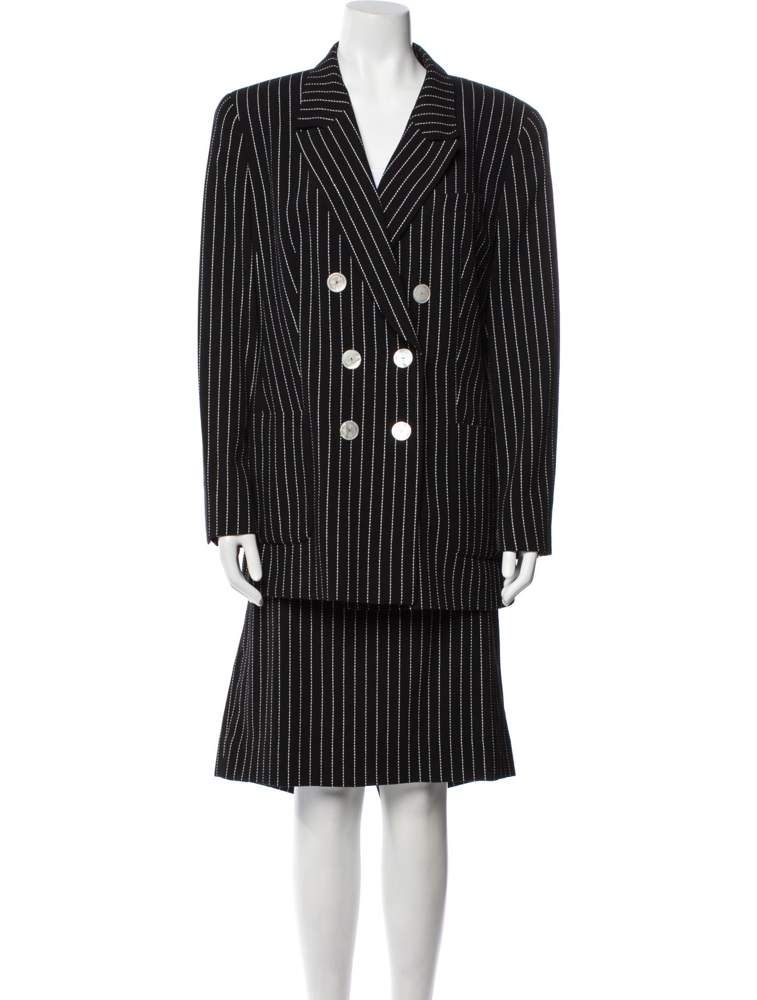 Louis Feraud Virgin Wool Printed Skirt Suit