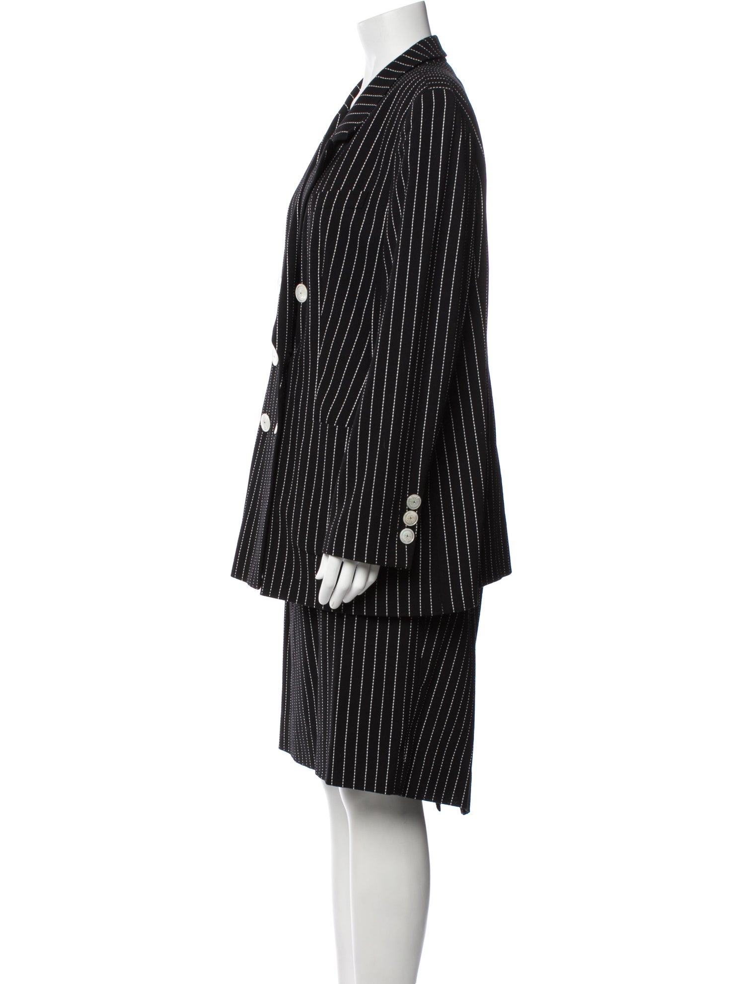 Louis Feraud Virgin Wool Printed Skirt Suit