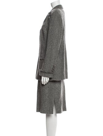 Louis Feraud Virgin Wool Tweed Pattern Skirt Suit
