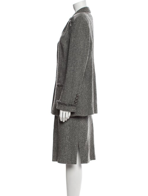 Louis Feraud Virgin Wool Tweed Pattern Skirt Suit