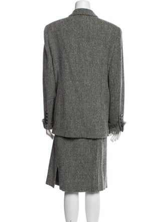 Louis Feraud Virgin Wool Tweed Pattern Skirt Suit