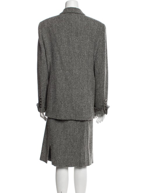 Louis Feraud Virgin Wool Tweed Pattern Skirt Suit
