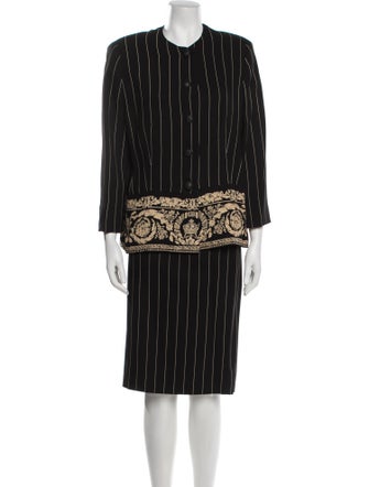 Louis Feraud Wool Striped Skirt Suit