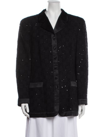 Louis Feraud Nylon Plaid Print Blazer