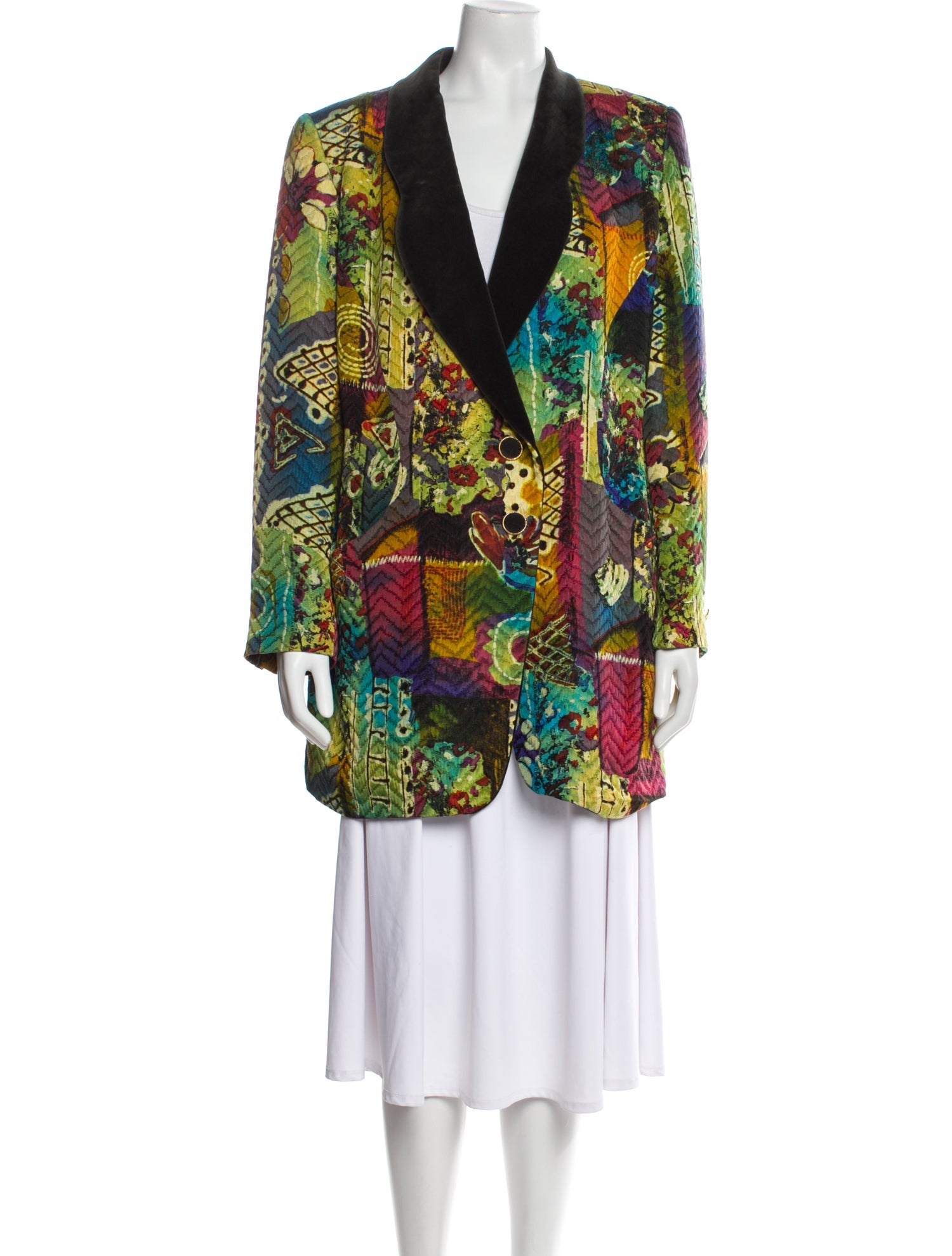 Louis Feraud Wool Floral Print Evening Jacket