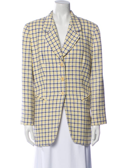 Louis Feraud Wool Plaid Print Blazer
