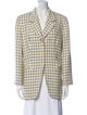 Louis Feraud Wool Plaid Print Blazer