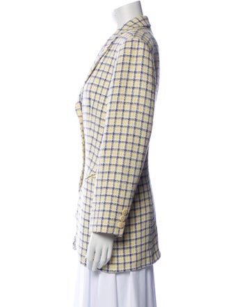 Louis Feraud Wool Plaid Print Blazer