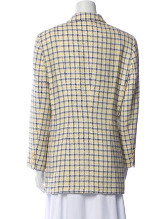 Louis Feraud Wool Plaid Print Blazer