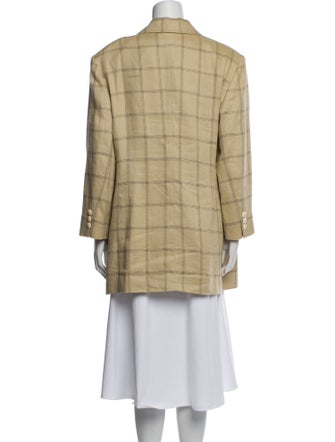 Louis Feraud Linen Plaid Print Blazer