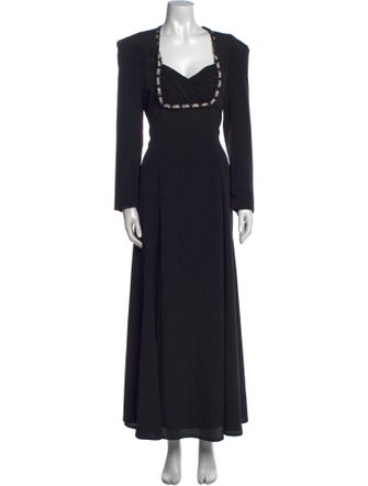 Louis Feraud Square Neckline Long Dress