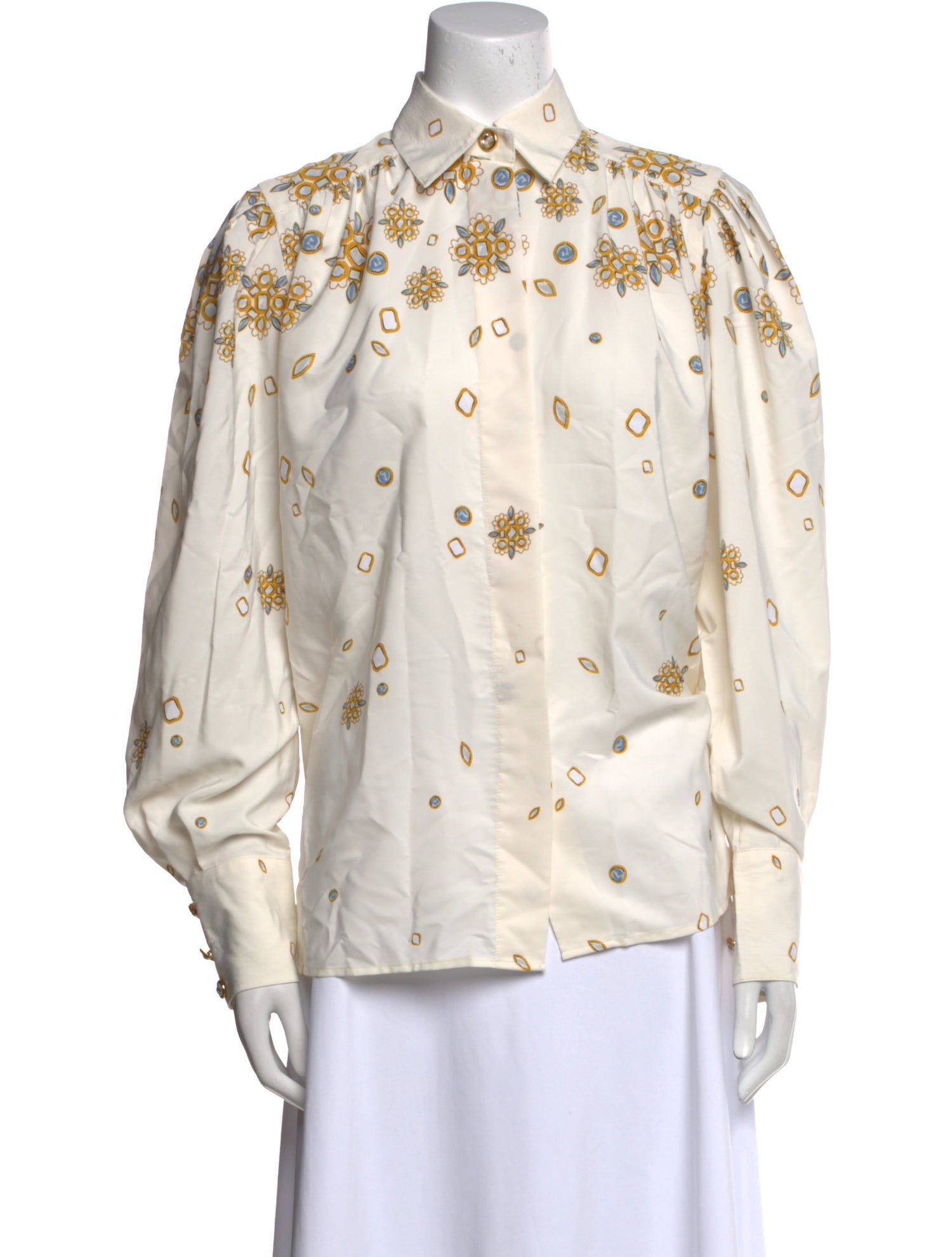 Louis Feraud Printed Long Sleeve Button-Up Top