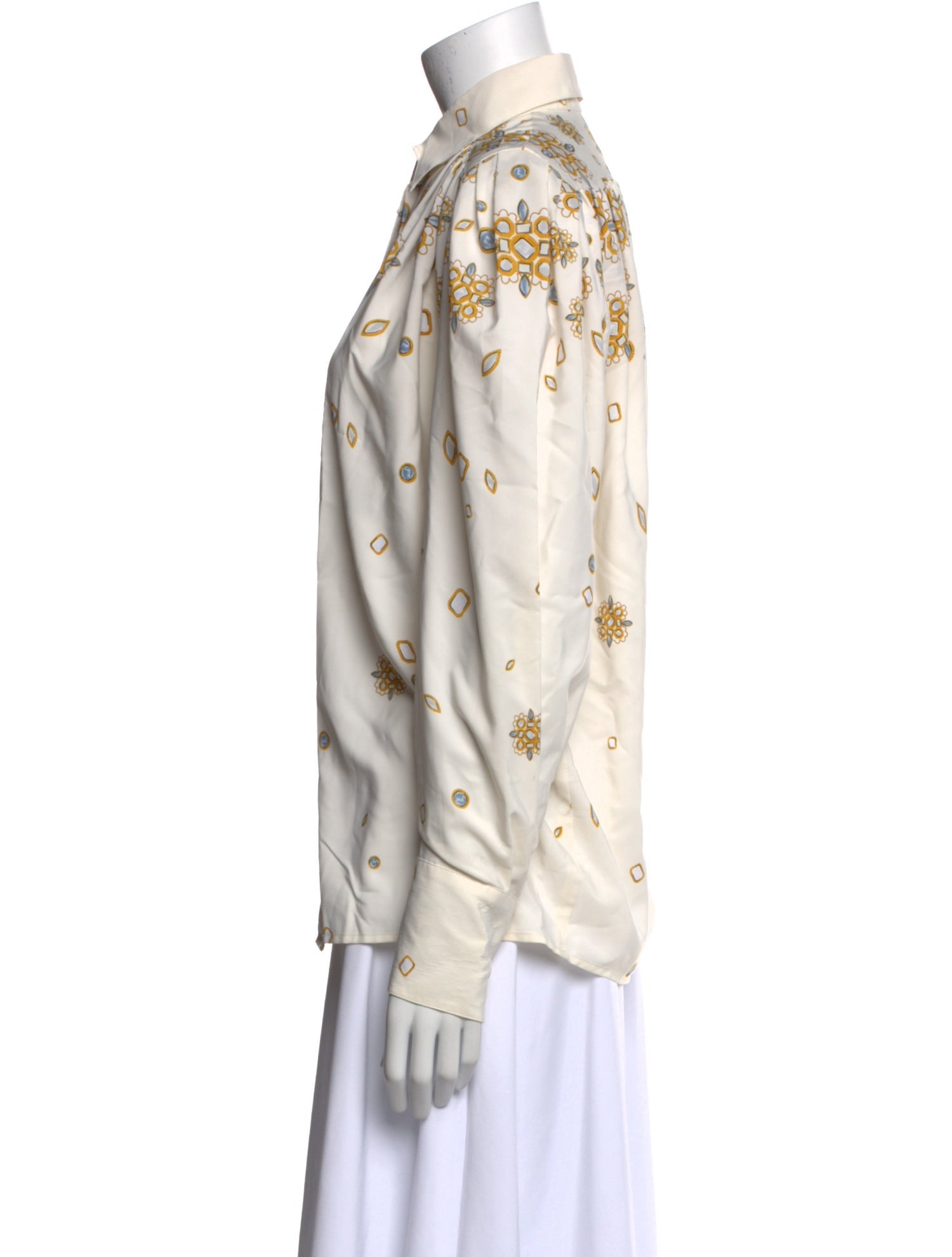 Louis Feraud Printed Long Sleeve Button-Up Top